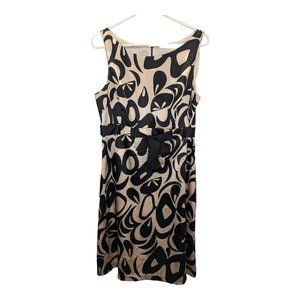 Vintage 90s Jessica Howard Women's Sheath Midi Dress Beige/Black Size 12